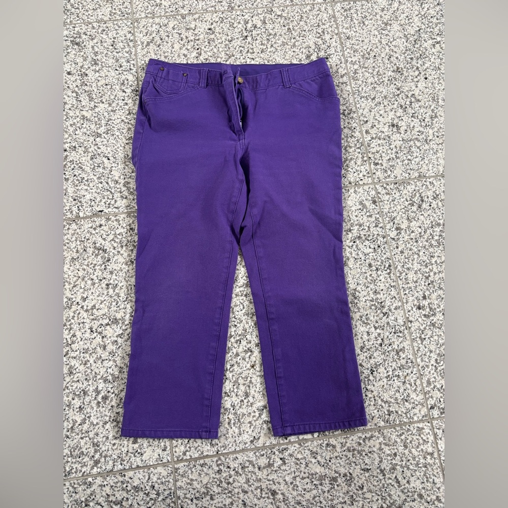 CHICO’S Deep Purple Straight Leg Crop Jeans, Size Small